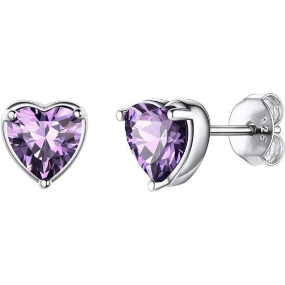 ChicSilver 925 Sterling Silver Sparkling Heart/Round/Princess Cut Birthstone - Picture 1 of 7